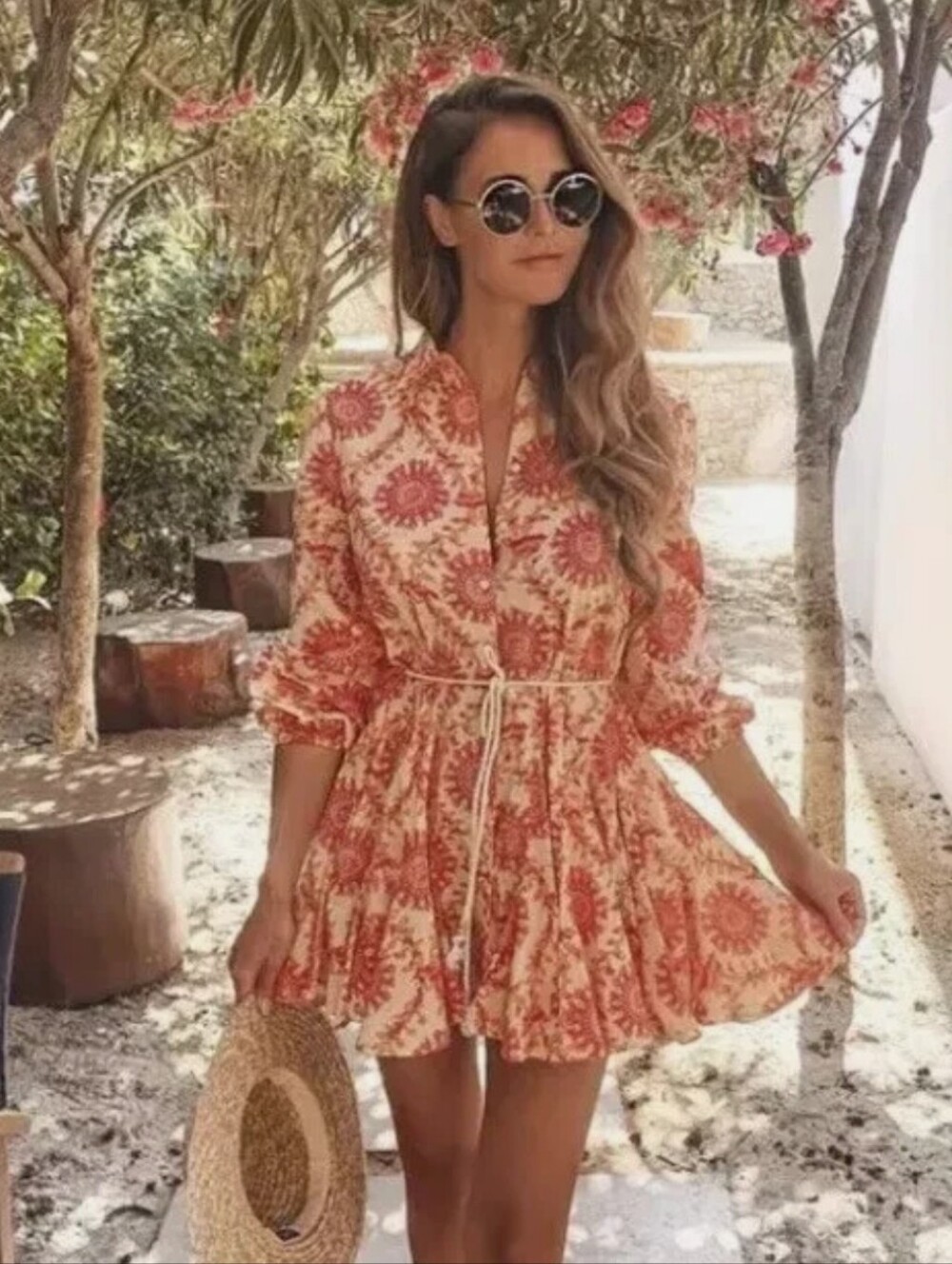 Zara collared mini dress Orange/Pink S Small.